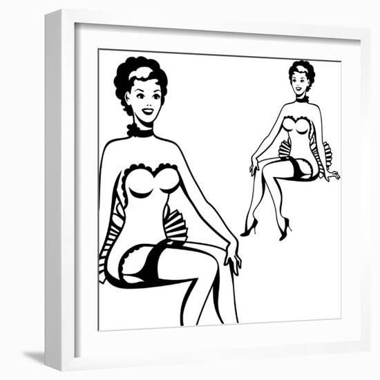 Beautiful Retro Girl in Pop Art Style-incomible-Framed Art Print