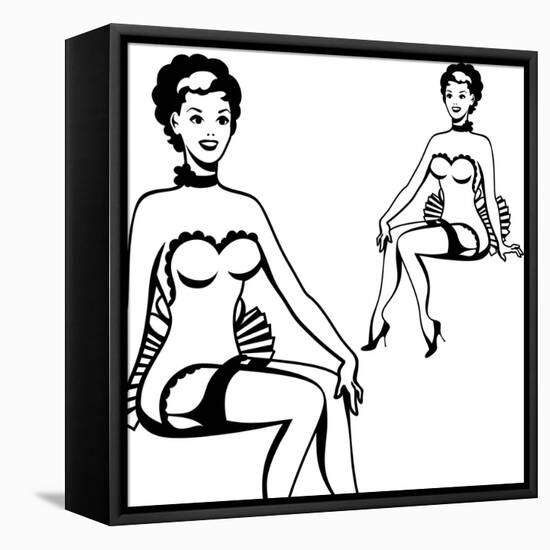Beautiful Retro Girl in Pop Art Style-incomible-Framed Stretched Canvas