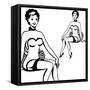 Beautiful Retro Girl in Pop Art Style-incomible-Framed Stretched Canvas