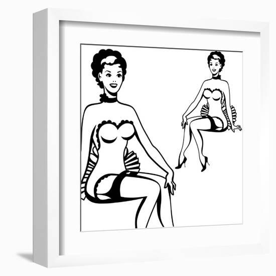 Beautiful Retro Girl in Pop Art Style-incomible-Framed Art Print