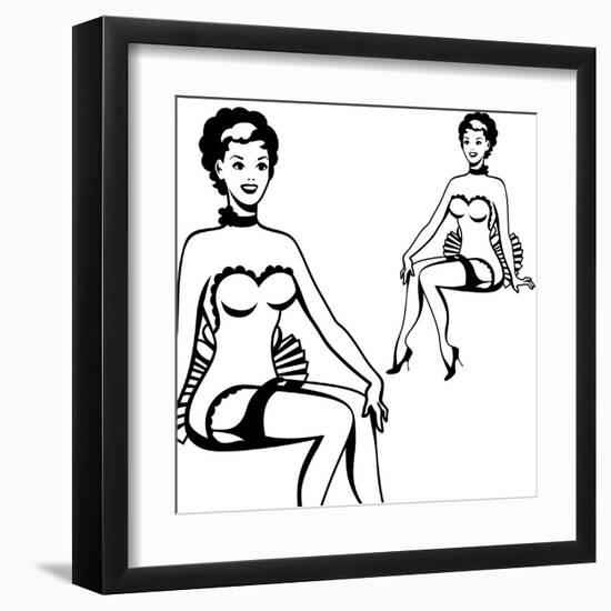 Beautiful Retro Girl in Pop Art Style-incomible-Framed Art Print