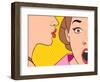 Beautiful Retro Woman Whispering a Gossip to Her Surprised Friend. Vintage Art.-Denis Cristo-Framed Art Print