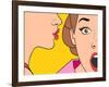 Beautiful Retro Woman Whispering a Gossip to Her Surprised Friend. Vintage Art.-Denis Cristo-Framed Art Print