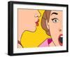 Beautiful Retro Woman Whispering a Gossip to Her Surprised Friend. Vintage Art.-Denis Cristo-Framed Art Print