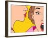 Beautiful Retro Woman Whispering a Gossip to Her Surprised Friend. Vintage Art.-Denis Cristo-Framed Art Print