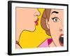 Beautiful Retro Woman Whispering a Gossip to Her Surprised Friend. Vintage Art.-Denis Cristo-Framed Art Print