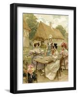 Beautiful Rich Women Taking Tea at a Farm.-null-Framed Giclee Print