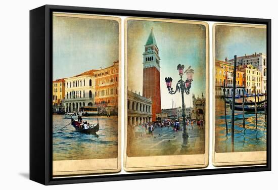 Beautiful Romantic Venice- Retro Cards-Maugli-l-Framed Stretched Canvas