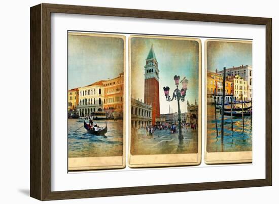 Beautiful Romantic Venice- Retro Cards-Maugli-l-Framed Premium Giclee Print