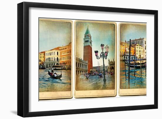 Beautiful Romantic Venice- Retro Cards-Maugli-l-Framed Premium Giclee Print