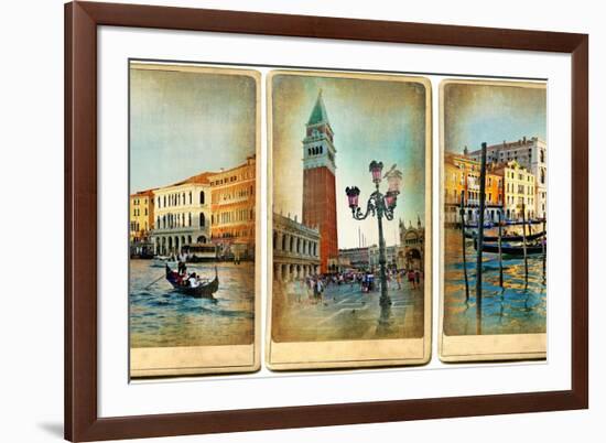 Beautiful Romantic Venice- Retro Cards-Maugli-l-Framed Art Print