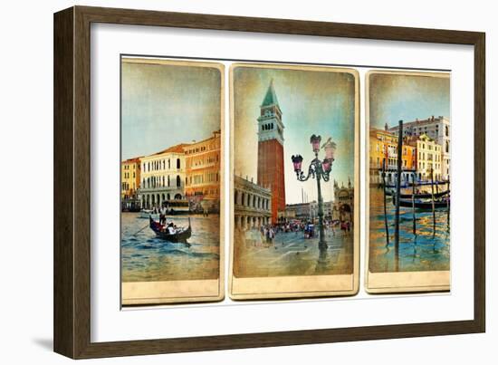 Beautiful Romantic Venice- Retro Cards-Maugli-l-Framed Art Print