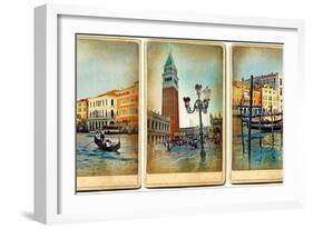 Beautiful Romantic Venice- Retro Cards-Maugli-l-Framed Art Print