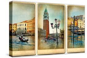 Beautiful Romantic Venice- Retro Cards-Maugli-l-Stretched Canvas