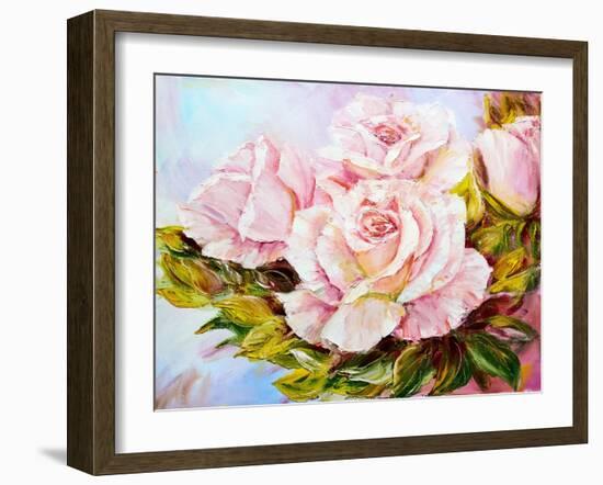 Beautiful Roses, Oil Painting on Canvas-Valenty-Framed Art Print