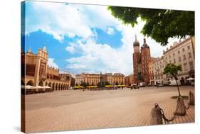 Beautiful Saint Mary's Basilica and Rynek Glowny-SerrNovik-Stretched Canvas