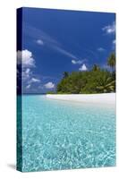 Beautiful sandy beach, lagoon and palm trees, The Maldives, Indian Ocean-Sakis Papadopoulos-Stretched Canvas