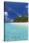Beautiful sandy beach, lagoon and palm trees, The Maldives, Indian Ocean-Sakis Papadopoulos-Stretched Canvas