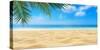 Beautiful Sandy Beach with Blur Sky and Tree Summer-logo_man-Stretched Canvas