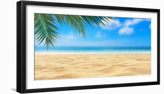 Beautiful Sandy Beach with Blur Sky and Tree Summer-logo_man-Framed Photographic Print