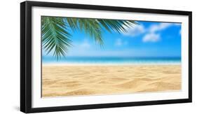 Beautiful Sandy Beach with Blur Sky and Tree Summer-logo_man-Framed Photographic Print