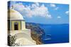 Beautiful Santorini - Caldera View with Small Church-Maugli-l-Stretched Canvas