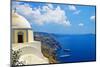 Beautiful Santorini - Caldera View with Small Church-Maugli-l-Mounted Photographic Print