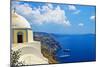 Beautiful Santorini - Caldera View with Small Church-Maugli-l-Mounted Photographic Print