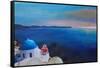 Beautiful Santorini Sunset in Oia Greece-Markus Bleichner-Framed Stretched Canvas