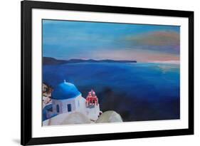 Beautiful Santorini Sunset in Oia Greece-Markus Bleichner-Framed Art Print