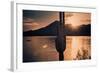 Beautiful Scenic Landscape with Saguaro Cactus Mountains and Sun Ray Flare.-BCFC-Framed Photographic Print