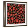 Beautiful Seamless Pattern with Red Roses on Black Background. Vector Illustration.-pgmart-Framed Art Print