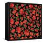 Beautiful Seamless Pattern with Red Roses on Black Background. Vector Illustration.-pgmart-Framed Stretched Canvas