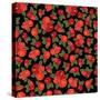 Beautiful Seamless Pattern with Red Roses on Black Background. Vector Illustration.-pgmart-Stretched Canvas