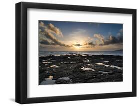 Beautiful Seascape at Sunset with Dramatic Clouds Landscape Image-Veneratio-Framed Photographic Print