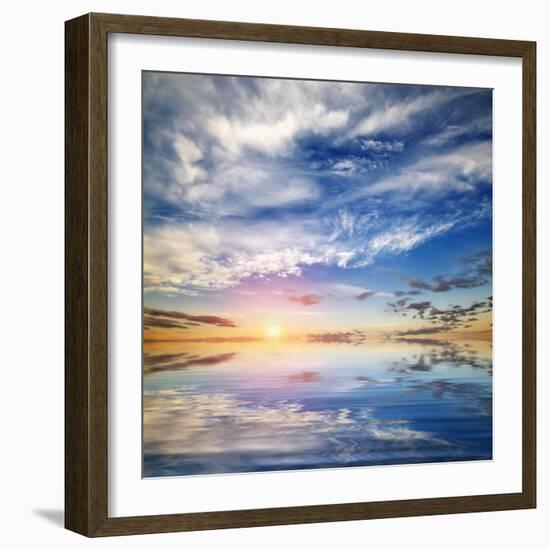 Beautiful Seascape. Deep Blue Sky at Sunny Day. Sky Background-Oleh Honcharenko-Framed Photographic Print