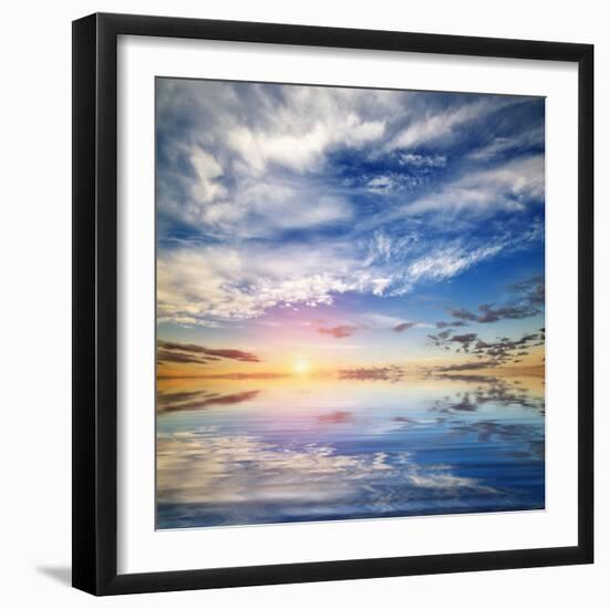 Beautiful Seascape. Deep Blue Sky at Sunny Day. Sky Background-Oleh Honcharenko-Framed Photographic Print