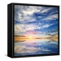 Beautiful Seascape. Deep Blue Sky at Sunny Day. Sky Background-Oleh Honcharenko-Framed Stretched Canvas