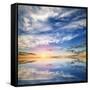 Beautiful Seascape. Deep Blue Sky at Sunny Day. Sky Background-Oleh Honcharenko-Framed Stretched Canvas