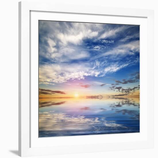 Beautiful Seascape. Deep Blue Sky at Sunny Day. Sky Background-Oleh Honcharenko-Framed Photographic Print
