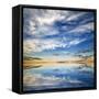 Beautiful Seascape. Deep Blue Sky at Sunny Day. Sky Background-Oleh Honcharenko-Framed Stretched Canvas