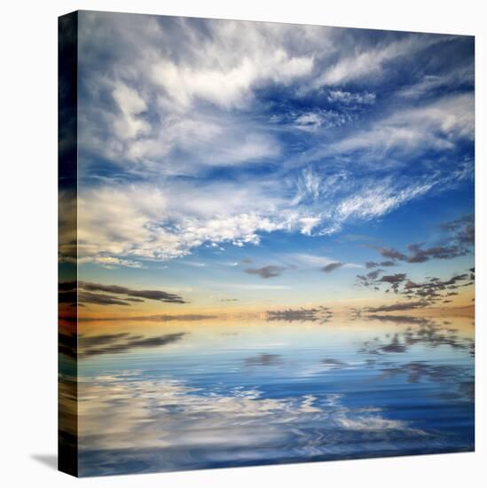 Beautiful Seascape. Deep Blue Sky at Sunny Day. Sky Background-Oleh Honcharenko-Stretched Canvas