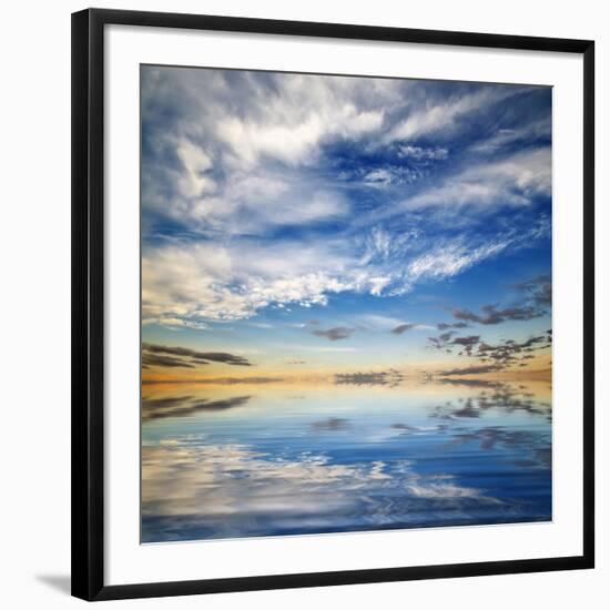 Beautiful Seascape. Deep Blue Sky at Sunny Day. Sky Background-Oleh Honcharenko-Framed Photographic Print