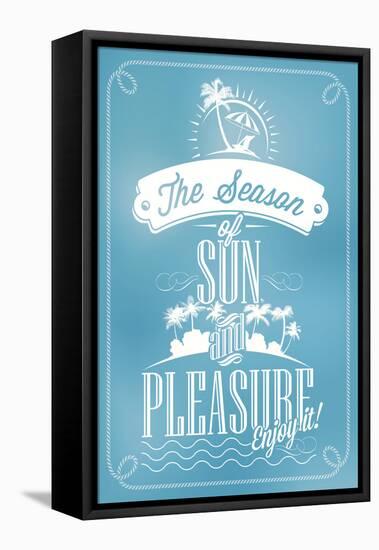 Beautiful Seaside View Poster. With Typography-Melindula-Framed Stretched Canvas