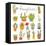 Beautiful Set of Hand Drawn Houseplants-Olillia-Framed Stretched Canvas