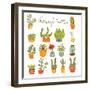 Beautiful Set of Hand Drawn Houseplants-Olillia-Framed Art Print