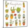 Beautiful Set of Hand Drawn Houseplants-Olillia-Mounted Art Print