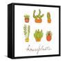 Beautiful Set of Hand Drawn Houseplants-Olillia-Framed Stretched Canvas