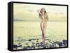 Beautiful Sexy Blonde Stands on the Seashore at Sunrise-George Mayer-Framed Stretched Canvas