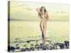 Beautiful Sexy Blonde Stands on the Seashore at Sunrise-George Mayer-Stretched Canvas